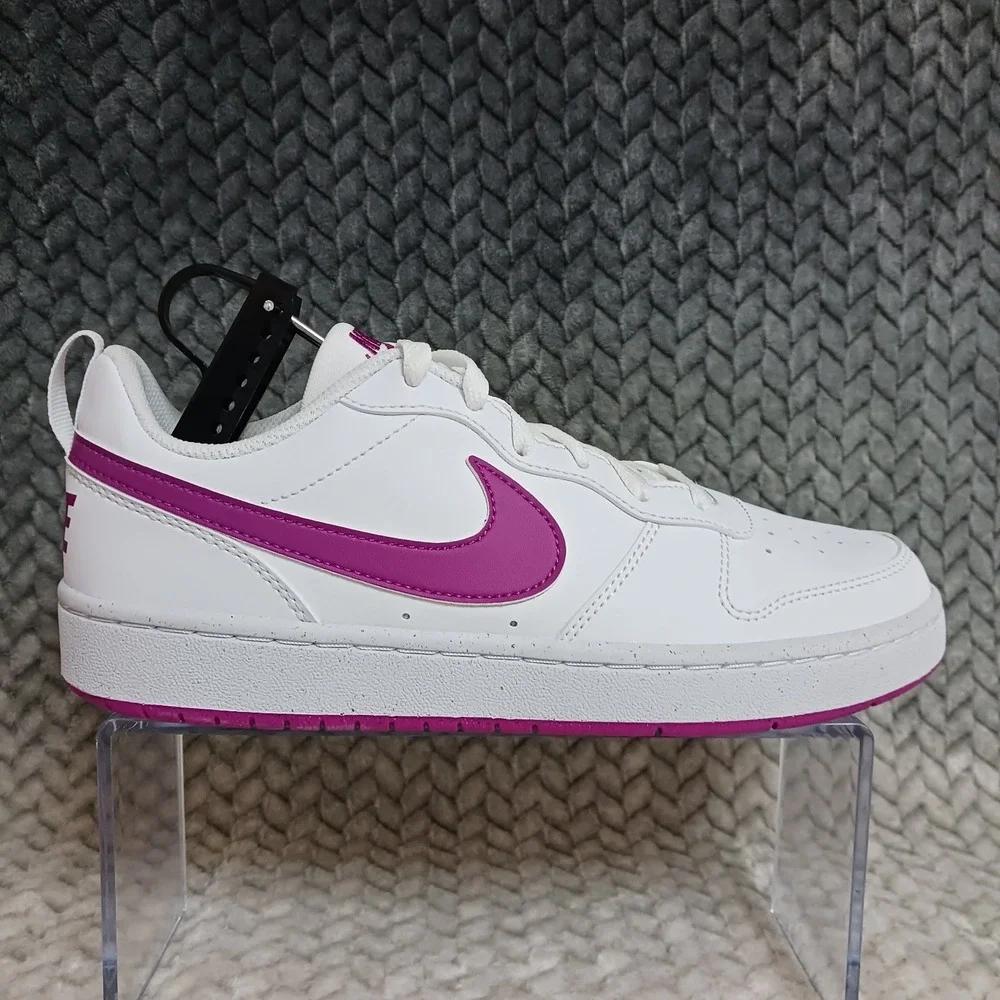 Nike Court Borough Low Recraft White Fuchsia GS Sneakers Shoes Sz 7Y Women's 8.5